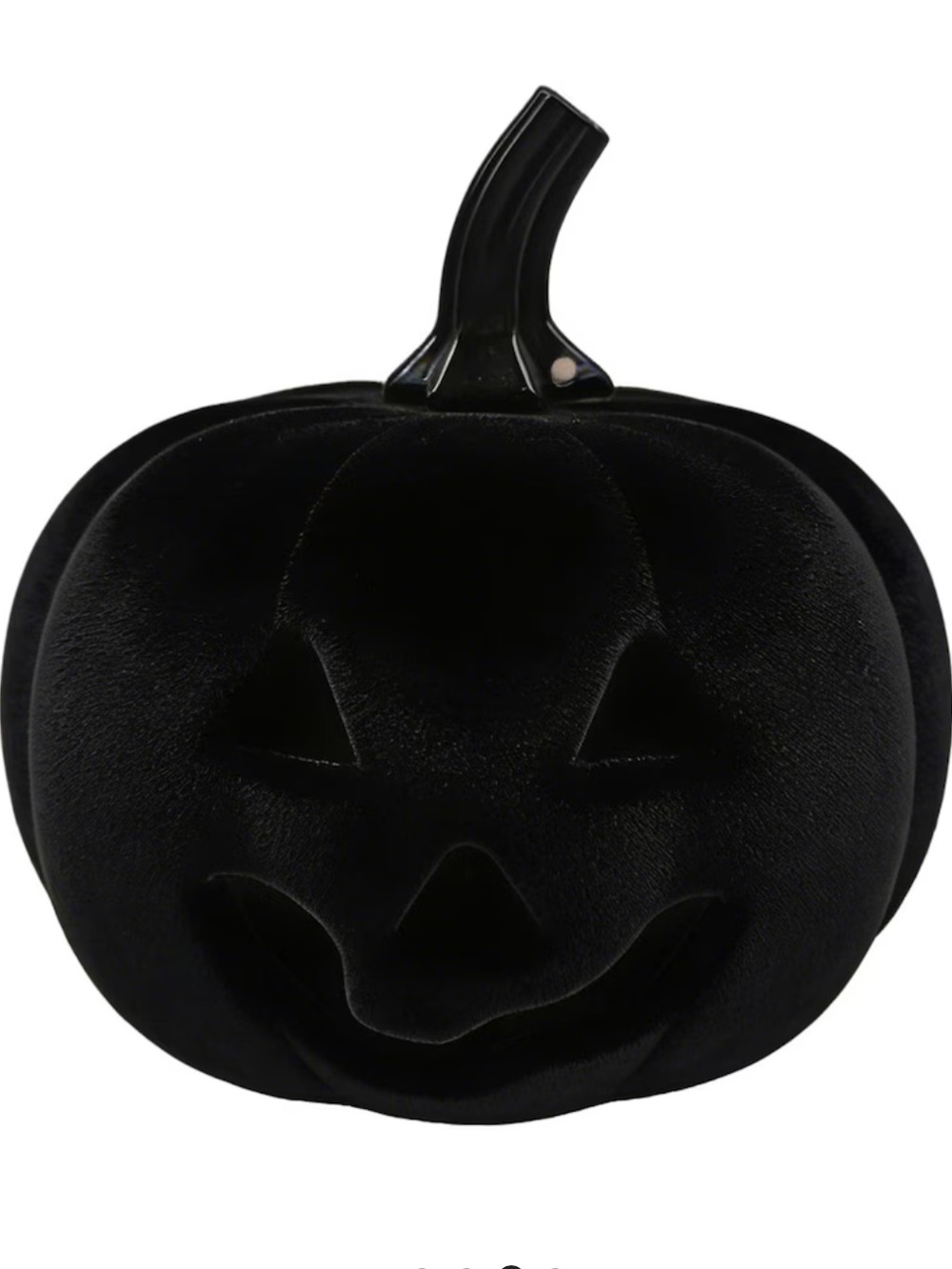 Halloween LED Light Up Black Flocked Pumpkin Decor NWT